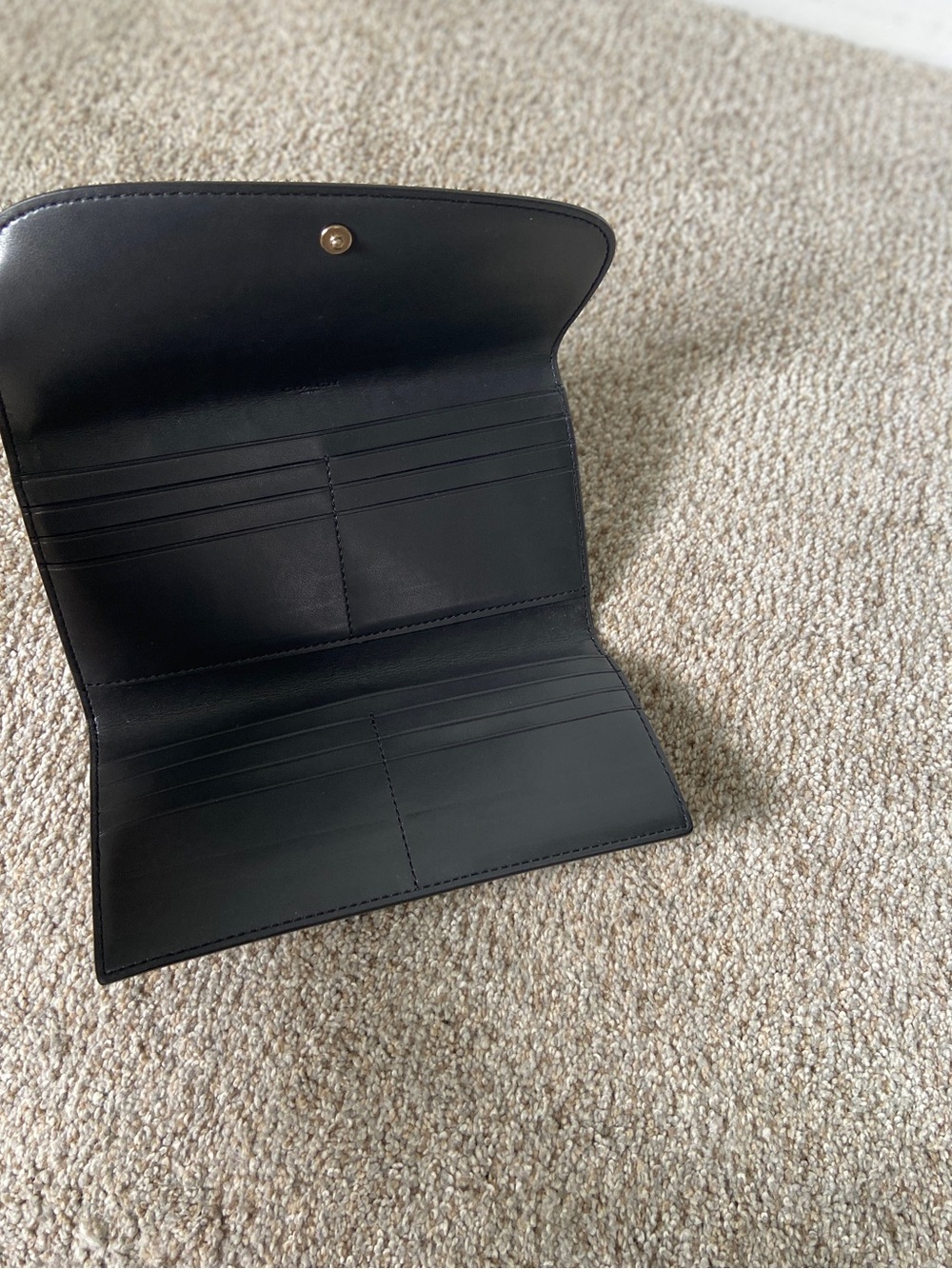 COACH Signature Slim Envelope Wallet Brown Black Leather Long Flap Clutch - Picture 5 of 13